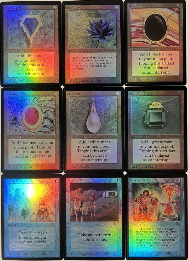 FOIL BETA Ancestral Recall Timetwister Time Walk Mox Ruby Mox Sapphire Mox Emerald Mox Pearl Mox Jet Black Lotus