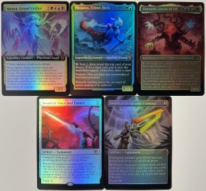 FOIL Sword of Once and Future Sword of Forge and Frontier Atraxa, Grand Unifier Thrasios, Triton Hero Omnath, Locus of All